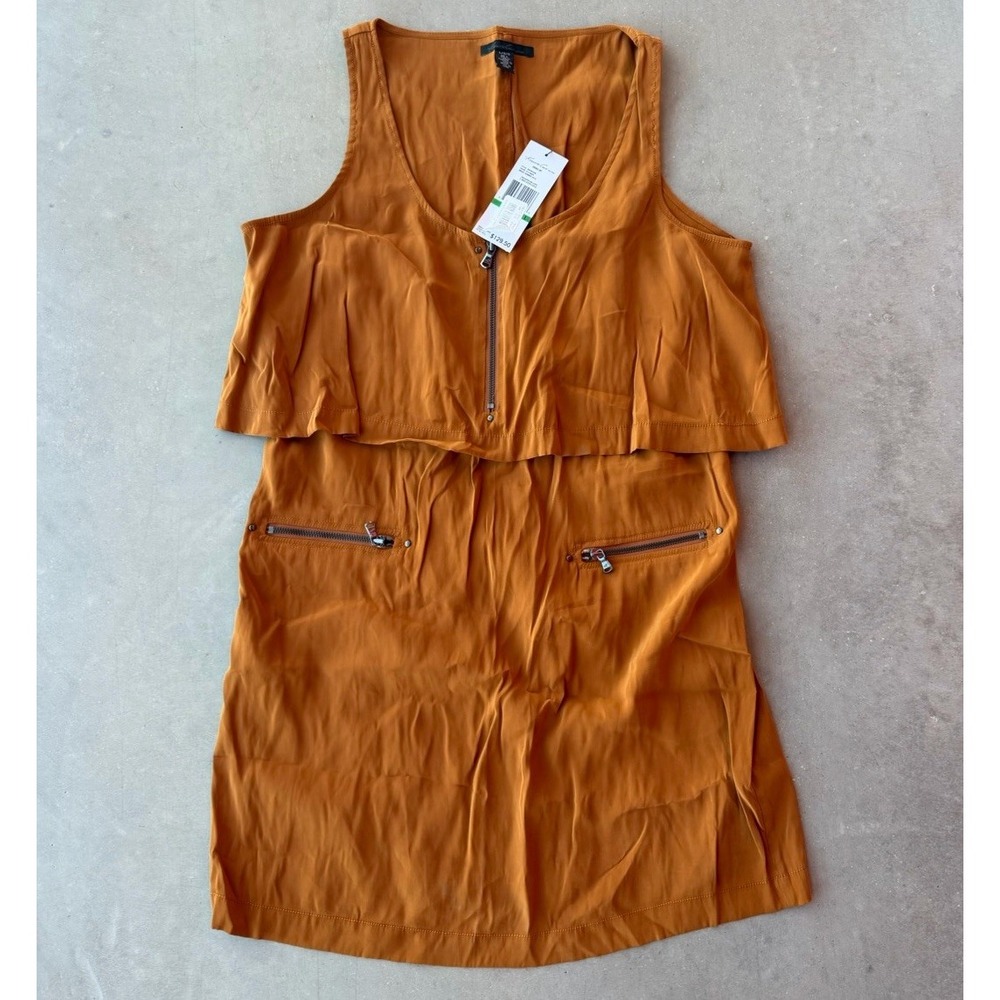 NWT Kenneth Cole Reaction Dress L Rust Orange Moto Zip Peplum MSRP $99